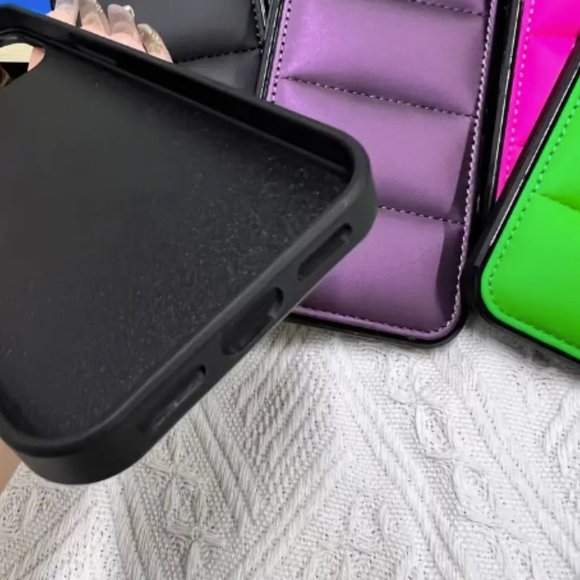 CASELY iPhone 14 PRO MAX Hard Shell Case Puffer Solid PINK WHITE BLACK GREEN NEW - Picture 11 of 12